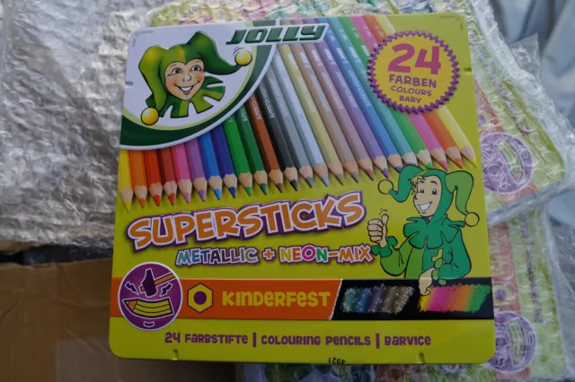 24 JOLLY SUPERSTICKS METALLIC + NEON-MIX Buntstifte farbsortiert