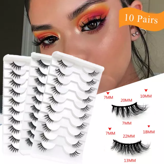 10Pairs 3D Mink Half Lashes Corner Eyelashes False Natural Short Wispy Long Fake