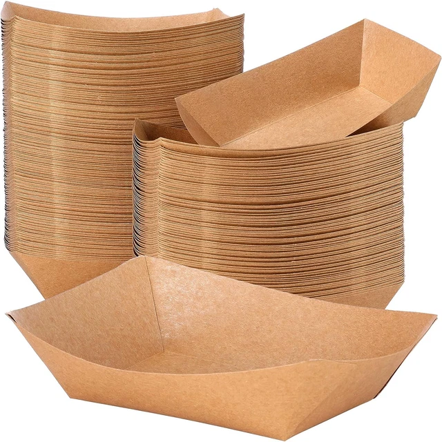 200 Pcs 5 Lb Kraft Paper Food Trays Food Boats Bulk, Disposable Nacho Trays Kraf