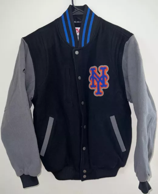 Vintage New York Mets Majestic Black/Grey Wool Blend Varsity  Jacket Sz S *Nwot*