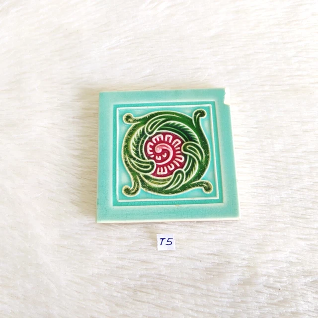 1940s Vintage Floral Pattern Architecture Furniture Tile Japan 3 x 3 1 Pc