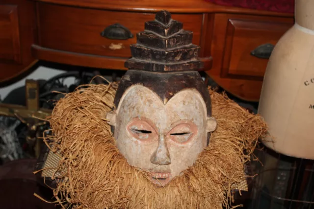 Yaka Tribe Congo Africa Wood Carved Mask Large Detailed