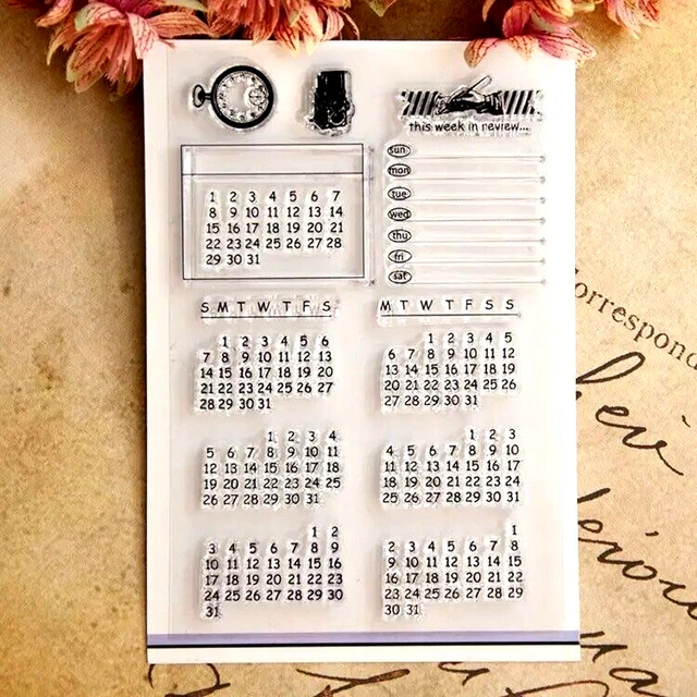 Calender Diary Sentiment Silicon Stamp Seal Card Making UK stocked