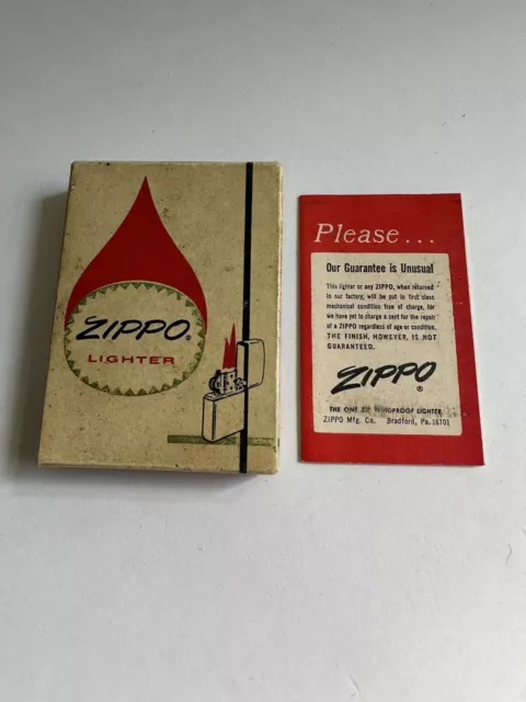 Vintage Zippo Lighter Box Leaflet Empty 1960’s