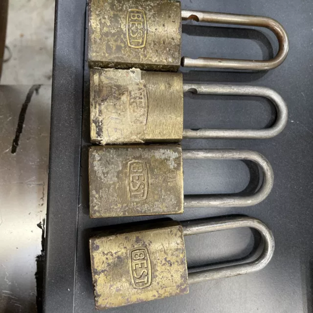 Lot Of 4 Best Brass Pad Lock  No Key Or Core