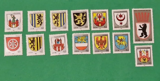 Briefmarken  DDR 14 Stadtwappen  Je 50 Pfennig
