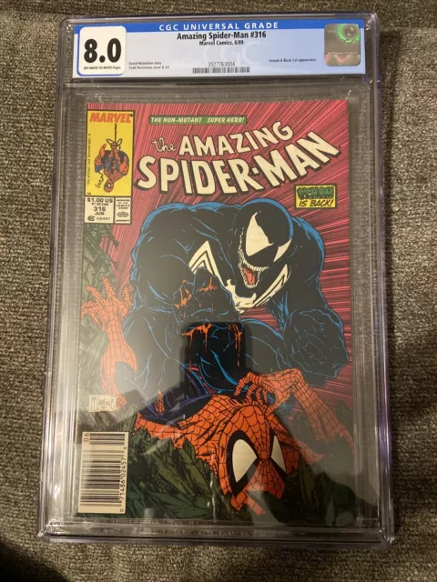 Amazing SpiderMan #316 CGC 8.0 News stand 1st Venom Cover Key