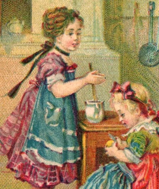 1880s Victorian Trade Cards Children Cooking Courting Fishing Snow Lot Of 4 F133