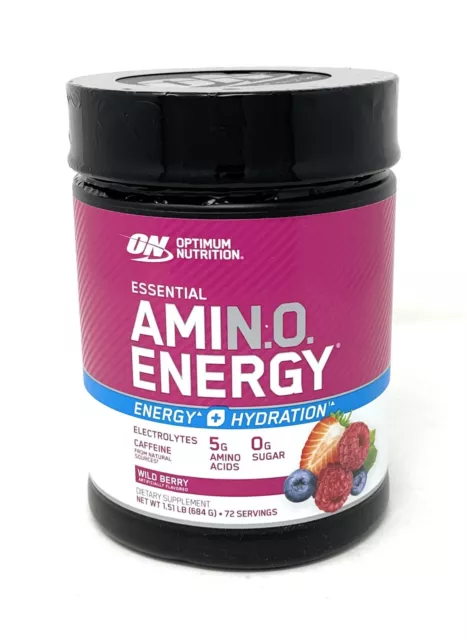 Optimum Nutrition Amino Energy+ Electrolytes,BCAA,Wild Berry 72 Servings(1.51LB)