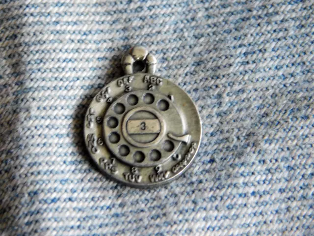 Vintage Sterling Silver Rotary Dial Phone Charm