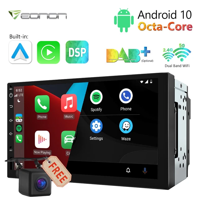 CAM+2Din 7" Touch Screen Car Stereo Radio Android 10 8-Core GPS BT Apple CarPlay