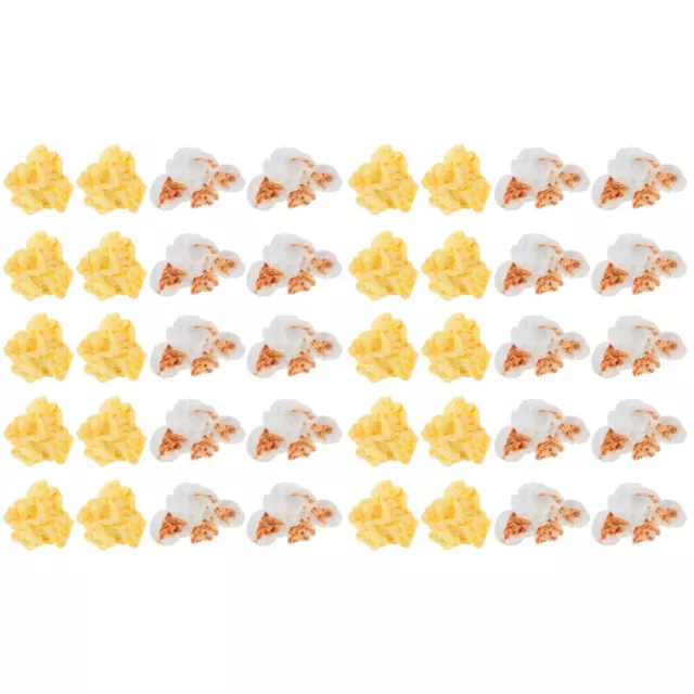 60 Pcs Artificial Popcorn Plastic Child Kids Bracelets Mini Keychain