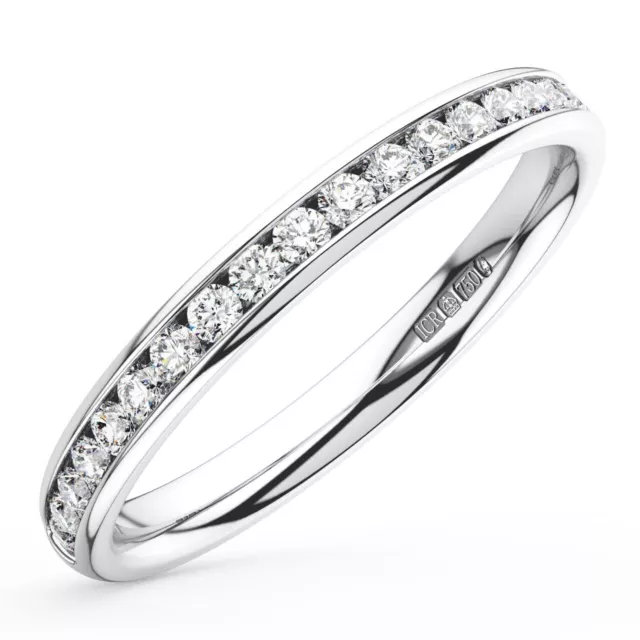 950 Platinum, 2 MM  100% Natural Round Brilliant Cut Diamond Half Eternity Ring