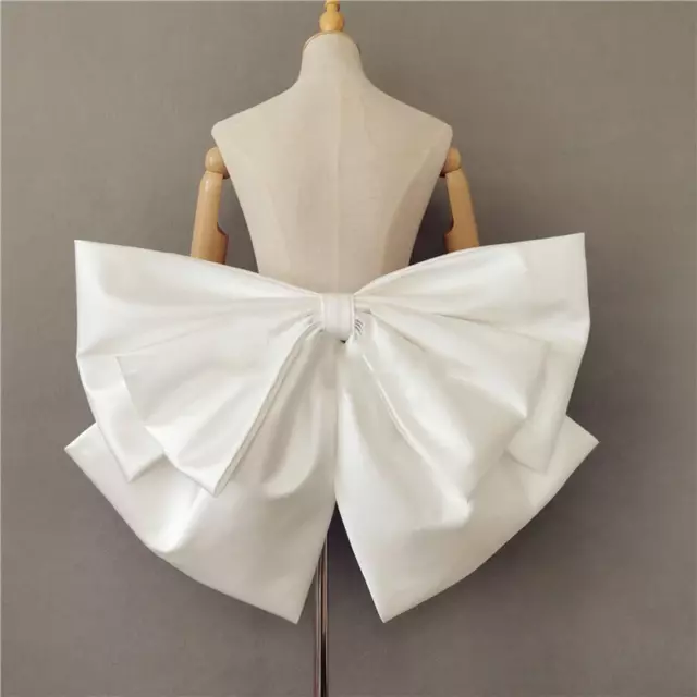 White Ivory Bridal Detachable Big Bow With Satin Ribbon for Wedding Dresses