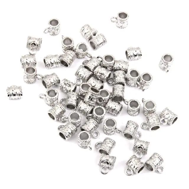 50 Stück Antike Silberne Charm-Aufhänger-Perlen