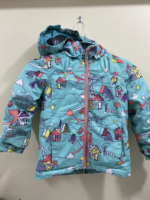 Roxy GIRLS 6/7 Little Miss Ski Winter Jacket Cartoon Print Robins Egg Blue Hood