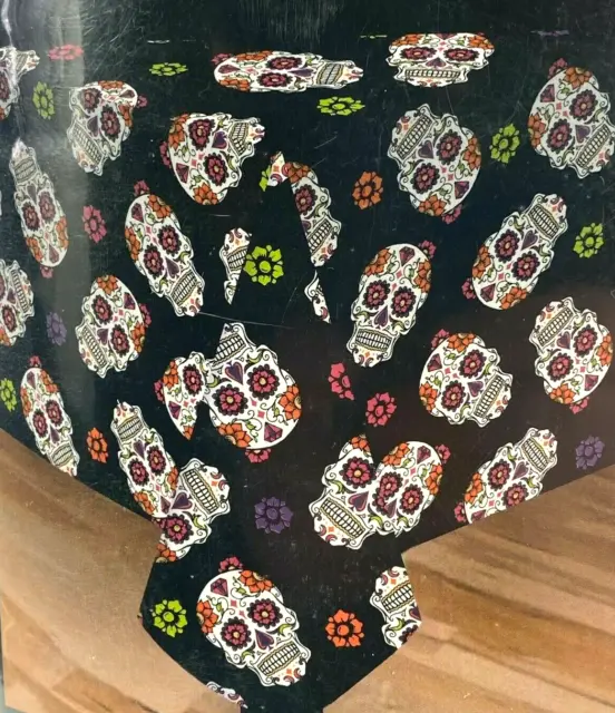 Halloween Vinyl Table Cloth Day Of The Dead 60”x84” Oval And Oblong Tables New
