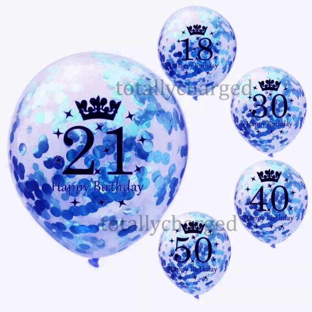 AGE PRINTED CONFETTI BALLOONS 16th 18th 21st 30th 40th FOR BIRTHDAY PARTY DECOR