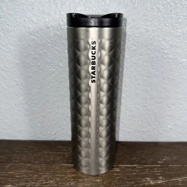 Starbucks Brushed Silver Stainless Steel Quilt Tumbler Grande 16oz. 2015