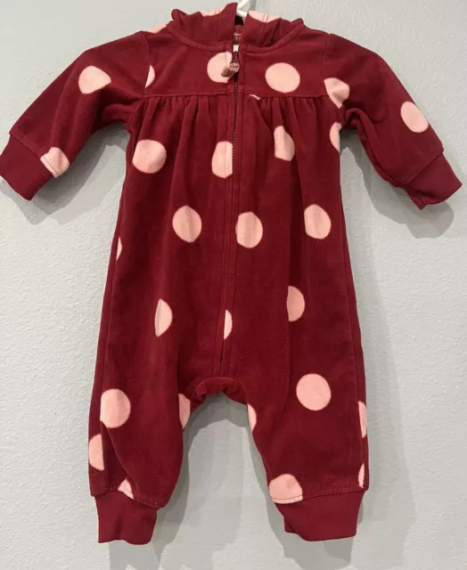 Carter's 3M Infant Girl Fleece Jumpsuit Coverall Polka Dot