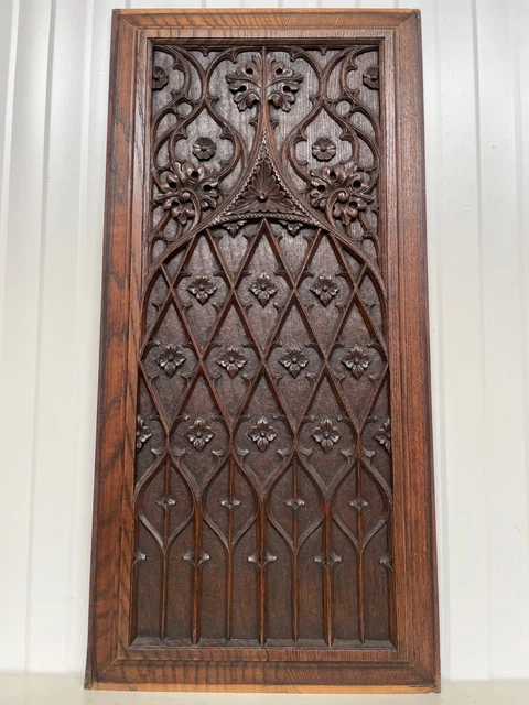 An Exceptional LARGE French Gothic Revival Church panel carved  oak circa 1880-2