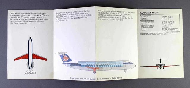 Bea British European Airways Bac1-11 Airline Brochure Cutaway Super One-Eleven 2