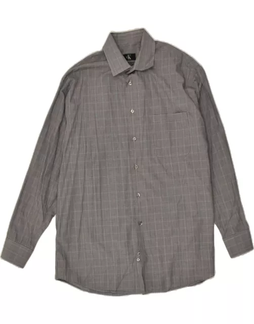 CALVIN KLEIN Mens Shirt Size 16 1/2 Large Grey Check Cotton BG22