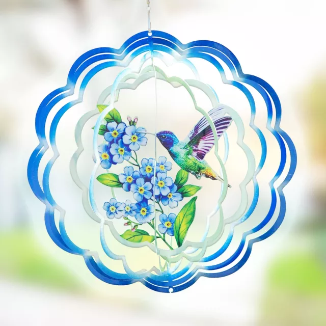 Vp Home Floral Hummingbird Kinetic 3D Metal Outdoor Garden Decor Wind Spinner