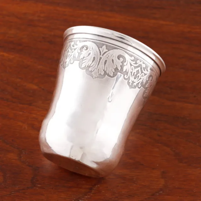 Charles Barrier French Aesthetic 950 Silver Cup Foliated Band No Monogram