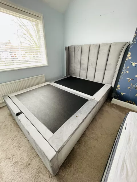 FENTON GREY VELVET Fabric Ottoman Bed 300.00 PicClick UK
