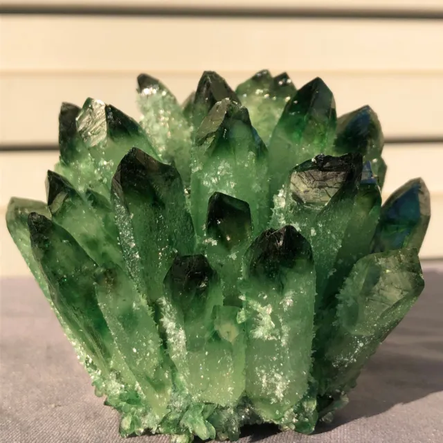 544g   New Find Green Phantom Quartz Crystal Cluster Mineral Specimen Healing