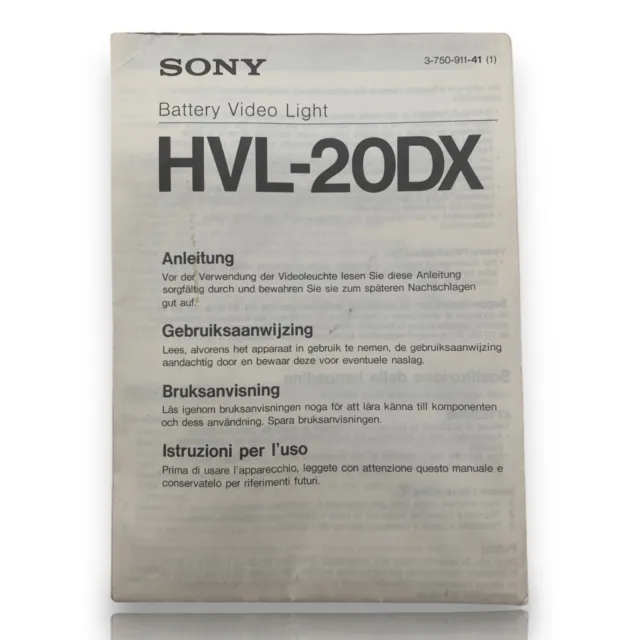 Lámpara de vídeo original Sony HVL-20DX instrucciones instrucciones instrucciones de uso