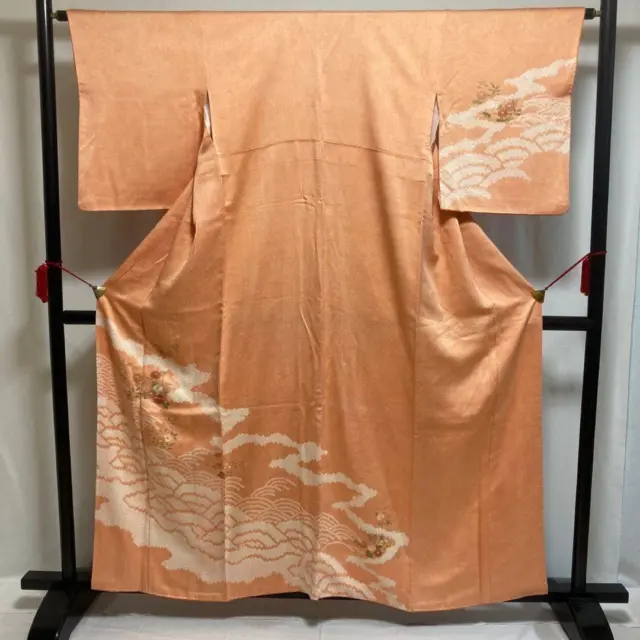 9062# kimono japonés Vintage bata de seda pura bordado tradicional Shibori
