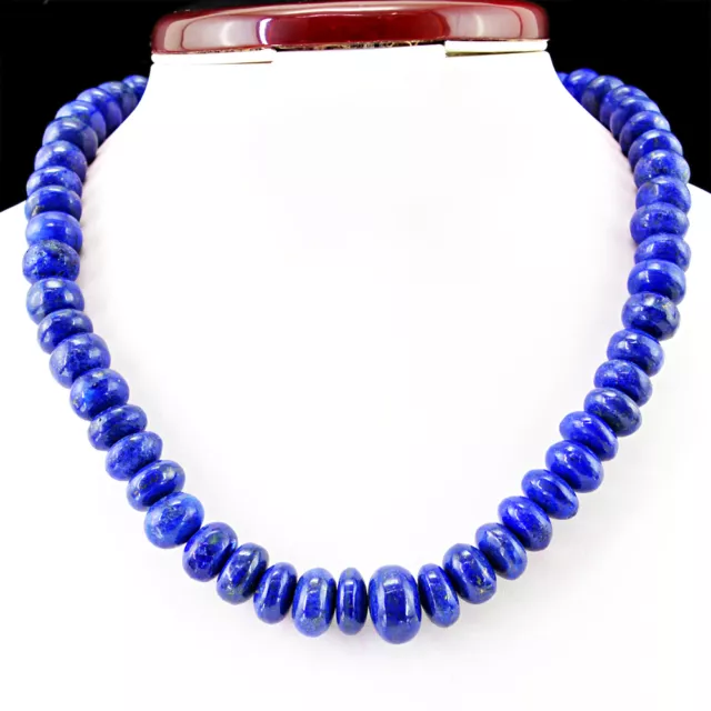 757.50 Cts Natural Untreated Round Shaped Blue Lapis Lazuli Beads Necklace (Rs)