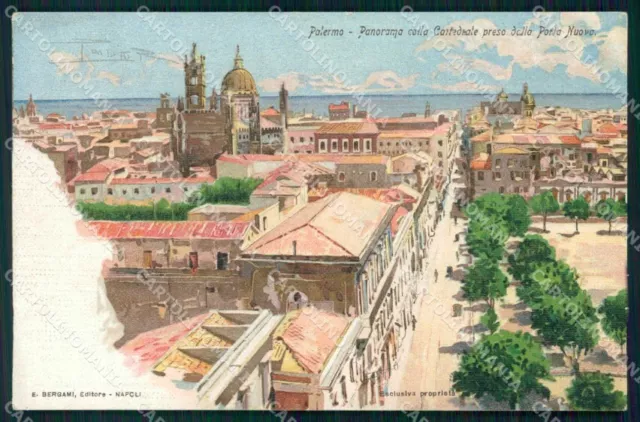 Palermo City Panorama Cathedral Door New Postcard RB9623