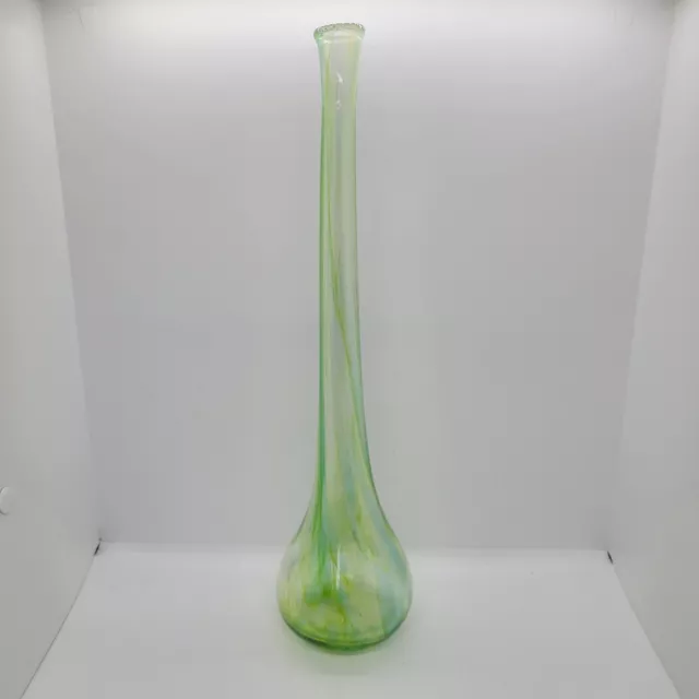 Green Swirl Stretch Glass Vase 15"