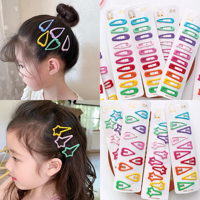 10Pcs/Pack Candy Color Hairpins Snap Hair Clip for Kids Girl Barrettes BB Clips