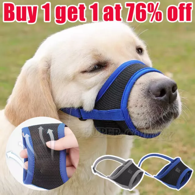 Adjustable Dog Safety Muzzle Breathable Mouth Cover Anti-Barking Biting Chewing