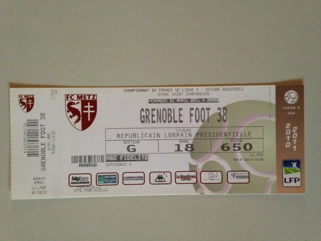 TICKET METZ france v ANDERLCHT belgique 1988 uefa ecwc FOOTBALL billet