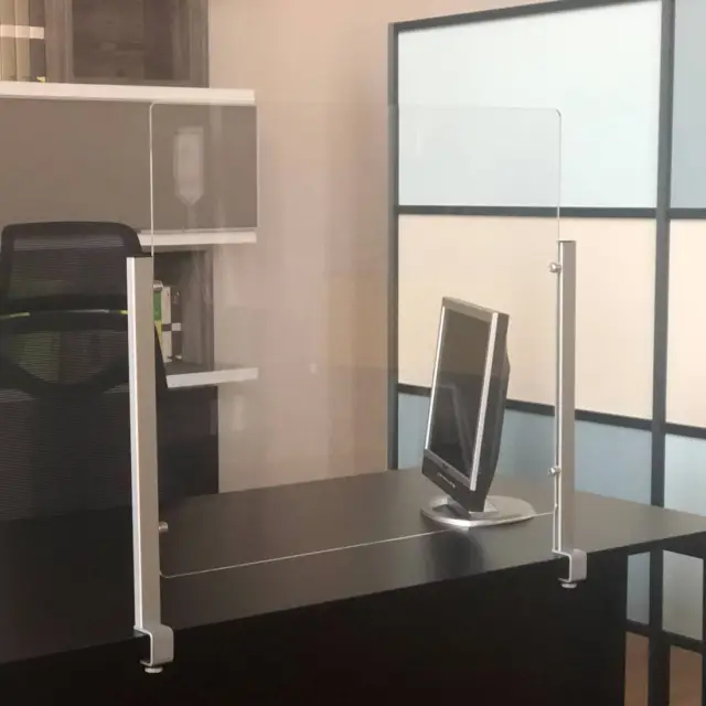 Schermo protettivo Slim - da scrivania - con morsetto in alluminio - 65 x 107 cm