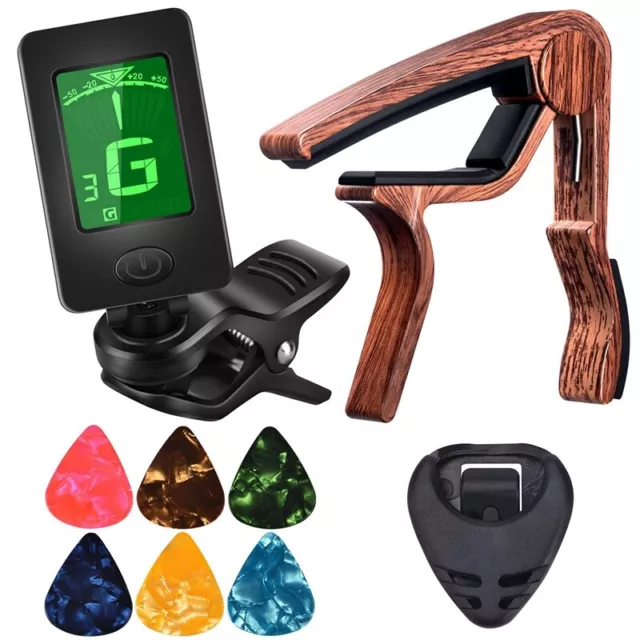 1X(Guitar Capo Tuner Fit for Ukulele Electric Acoustic Guitar with Picks and Pic