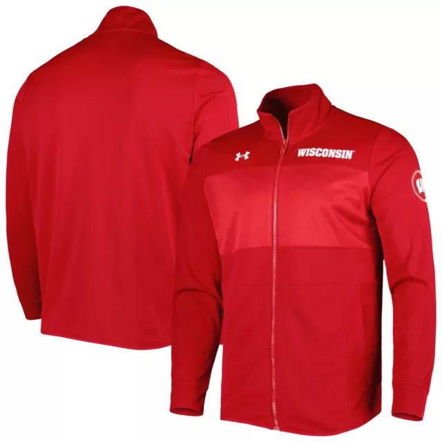 MEN'S UNDER ARMOUR Red Wisconsin Badgers Knit Warm-Up Full-Zip Jacket ...