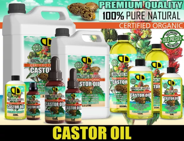 Organic Castor Oil 100% Cold Pressed Undiluted,Certified, Premium Quality UK