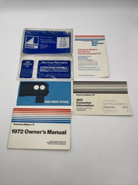 1972 AMC Gremlin Javelin AMX Original Owners Manual Glove Box Paperwork