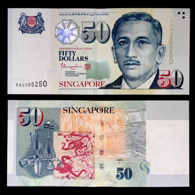 2015 SINGAPORE 50 DOLLARS P-49h UNC+ + + + + + + + + + + +W/1 STAR ARTS THARMAN