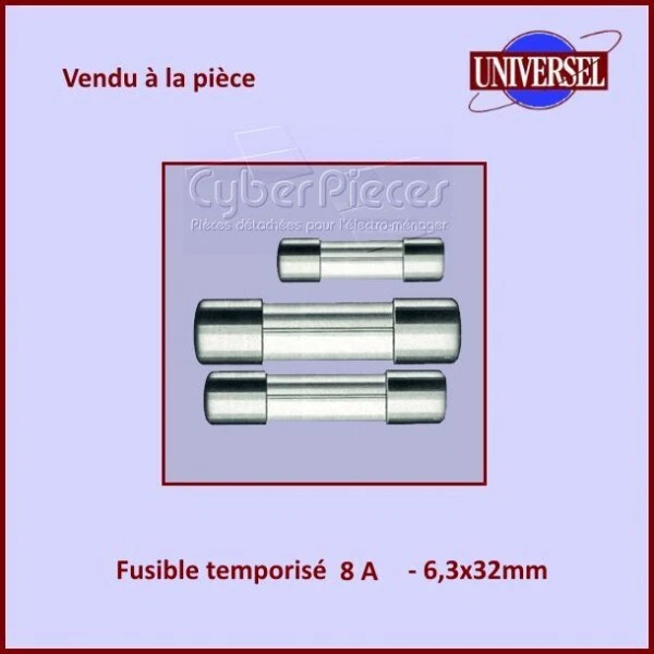 Fusible 8A Temporisé 6x32mm en verre