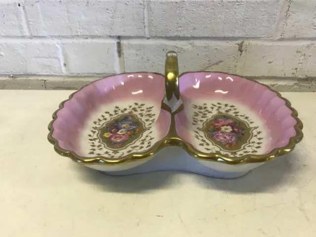 Antique German KPM Porcelain Serving Dish w/ Pink Gold & Floral Decoration 2