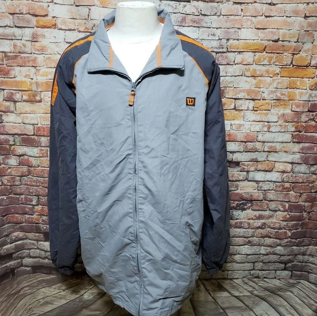 Wilson Men Size 2XT Tall Gray Full Zip Mesh Lined Tennis Windbreaker Jacket