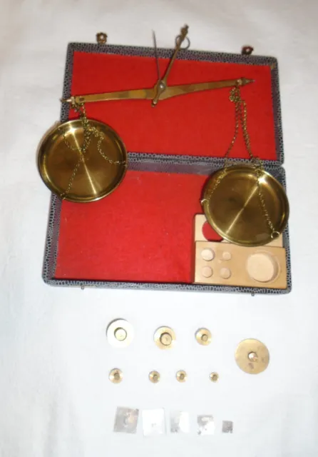 Antque Balance Scale w/ Box and Weights Jewelry Apothecary West Germany