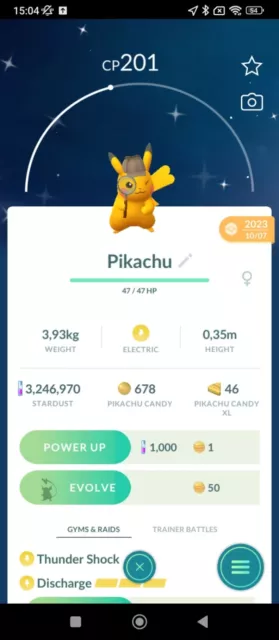 Pikachu Shiny Detective Event (Registred Or 30 Days) Pokemon Go